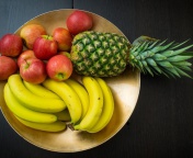 Обои Fruits, pineapple, banana, apples 176x144