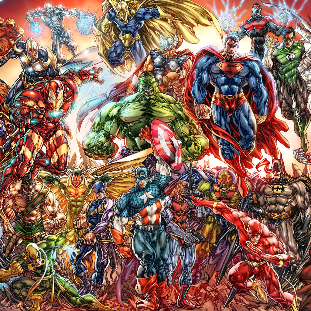 DC Universe and Marvel Comics wallpaper 1024x1024