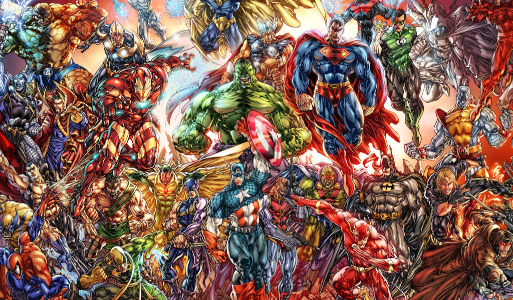 DC Universe and Marvel Comics wallpaper 1024x600