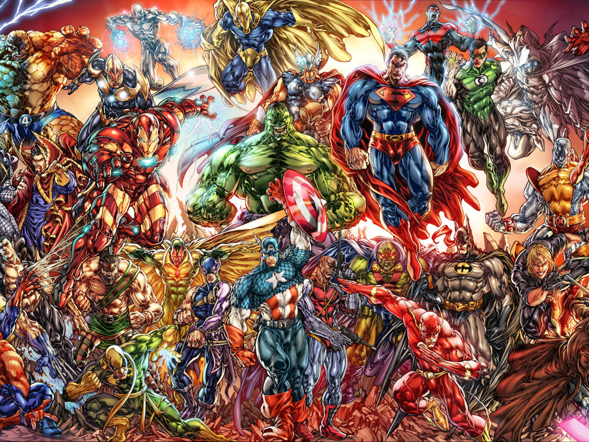 Fondo de pantalla DC Universe and Marvel Comics 1152x864