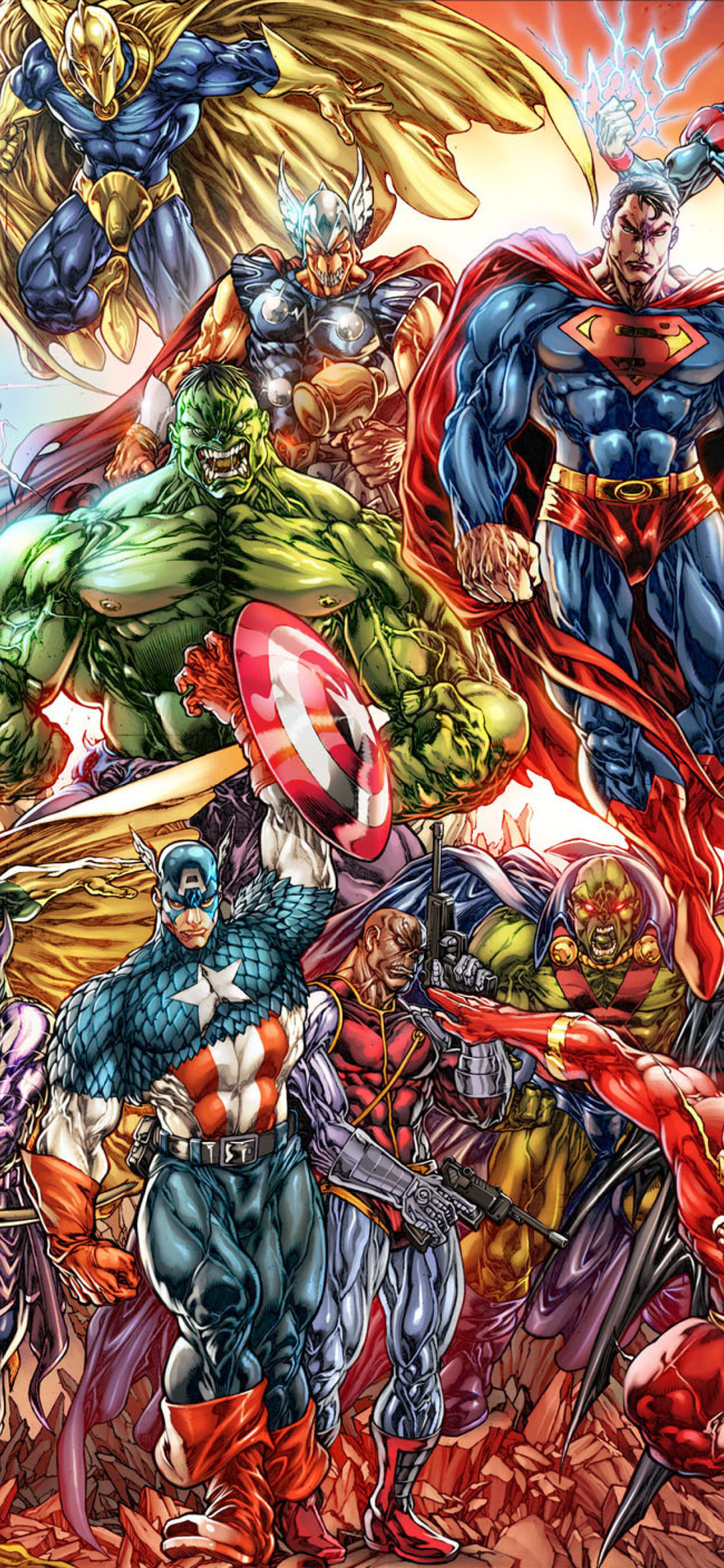 DC Universe and Marvel Comics wallpaper 1170x2532