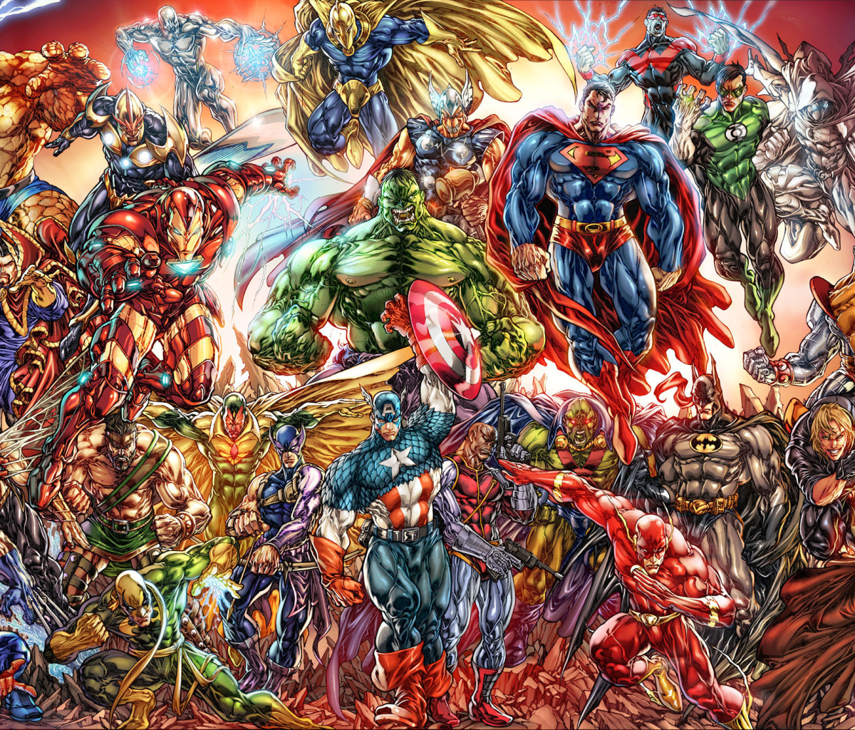 Das DC Universe and Marvel Comics Wallpaper 1200x1024