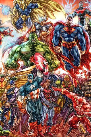 Fondo de pantalla DC Universe and Marvel Comics 320x480