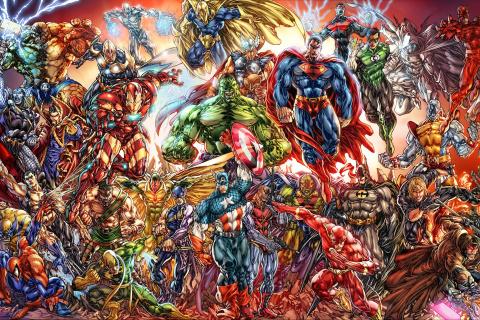 Das DC Universe and Marvel Comics Wallpaper 480x320