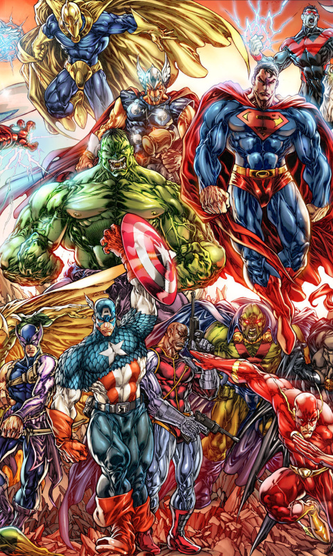 Das DC Universe and Marvel Comics Wallpaper 480x800