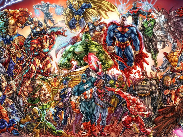 Das DC Universe and Marvel Comics Wallpaper 640x480