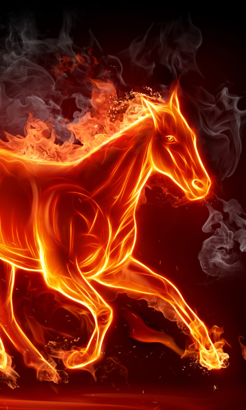 Fondo de pantalla Fire Horse 480x800