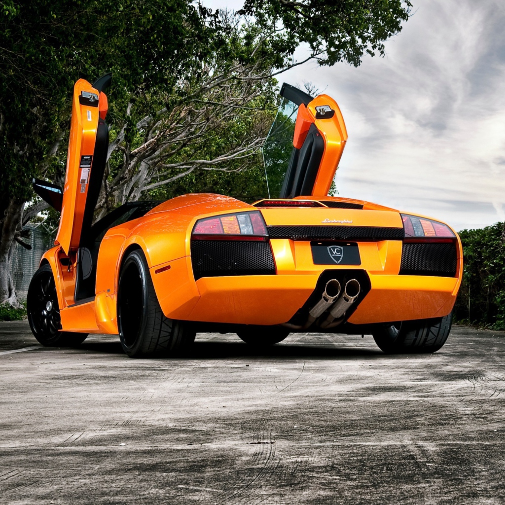 Das Orange Lamborghini Murcielago Wallpaper 1024x1024