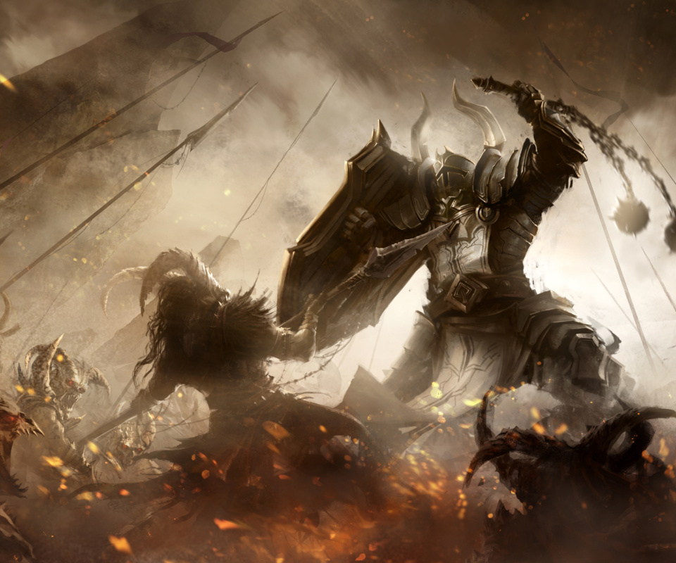 Обои Diablo III battle of knights 960x800