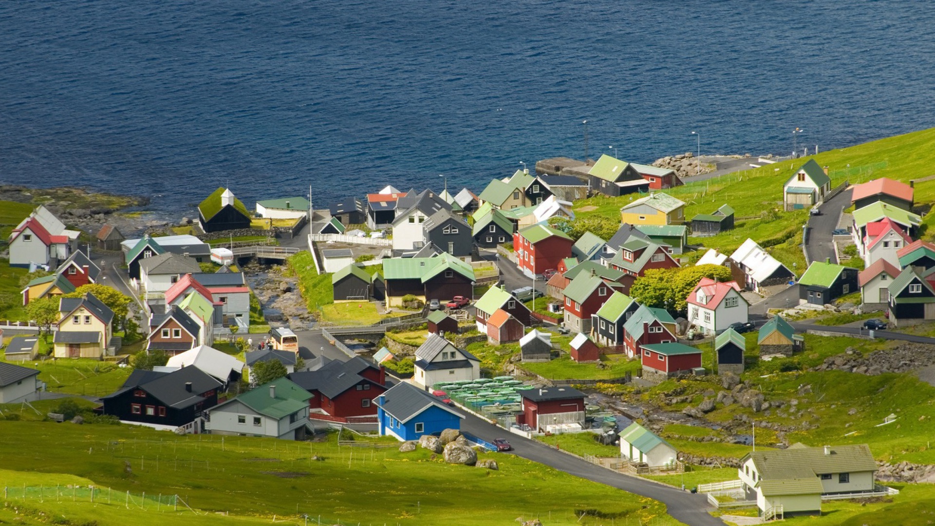 Funningsfjordur Faroe Islands wallpaper 1920x1080