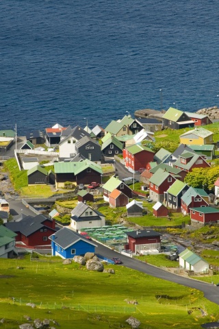 Fondo de pantalla Funningsfjordur Faroe Islands 320x480