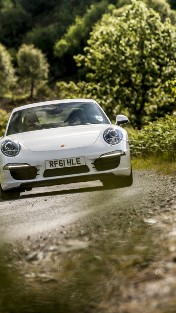 Обои White Porsche 911 360x640