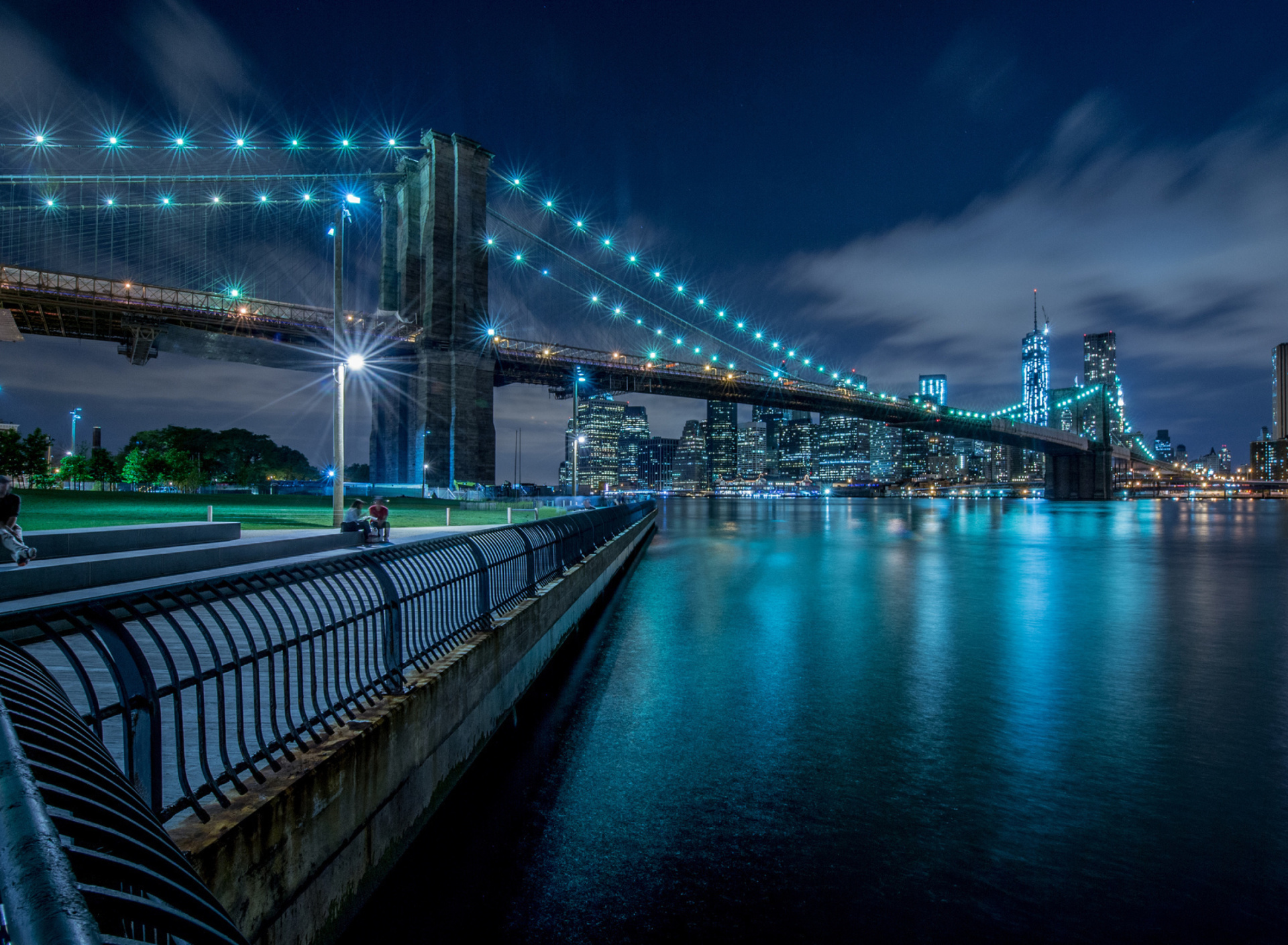 Fondo de pantalla Cable Brooklyn Bridge in New York 1920x1408