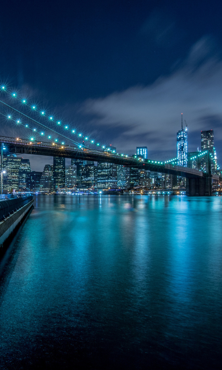 Обои Cable Brooklyn Bridge in New York 768x1280