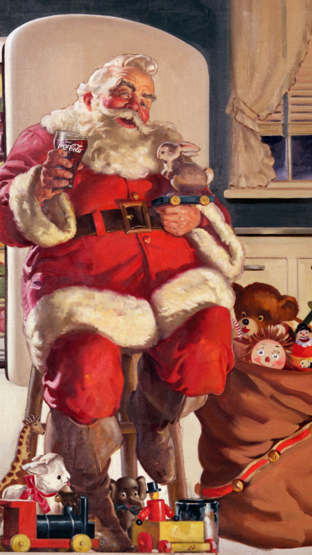 Fondo de pantalla Coca Cola Santa Claus 640x1136