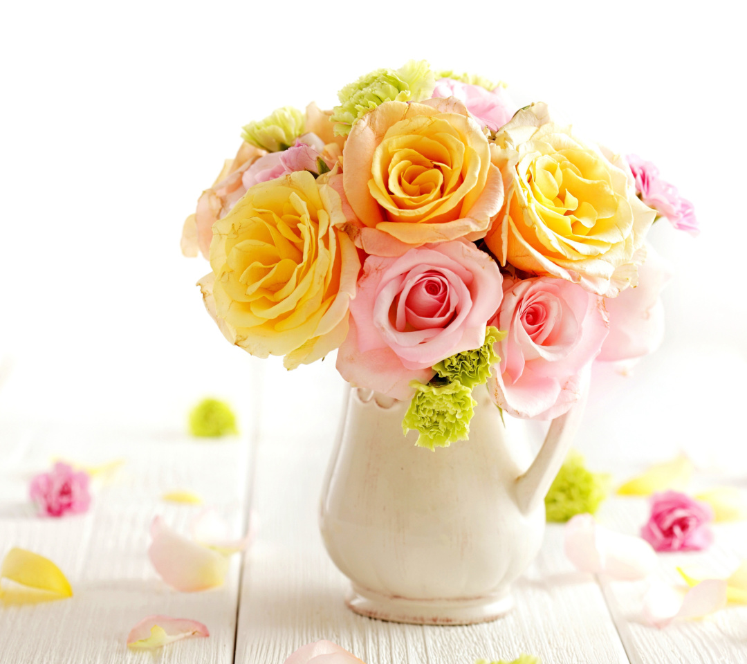 Das Tender Purity Roses Bouquet Wallpaper 1080x960