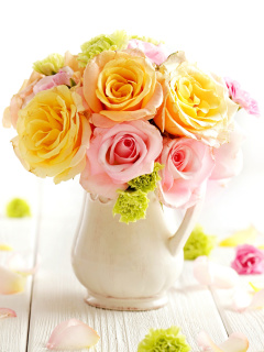 Fondo de pantalla Tender Purity Roses Bouquet 240x320