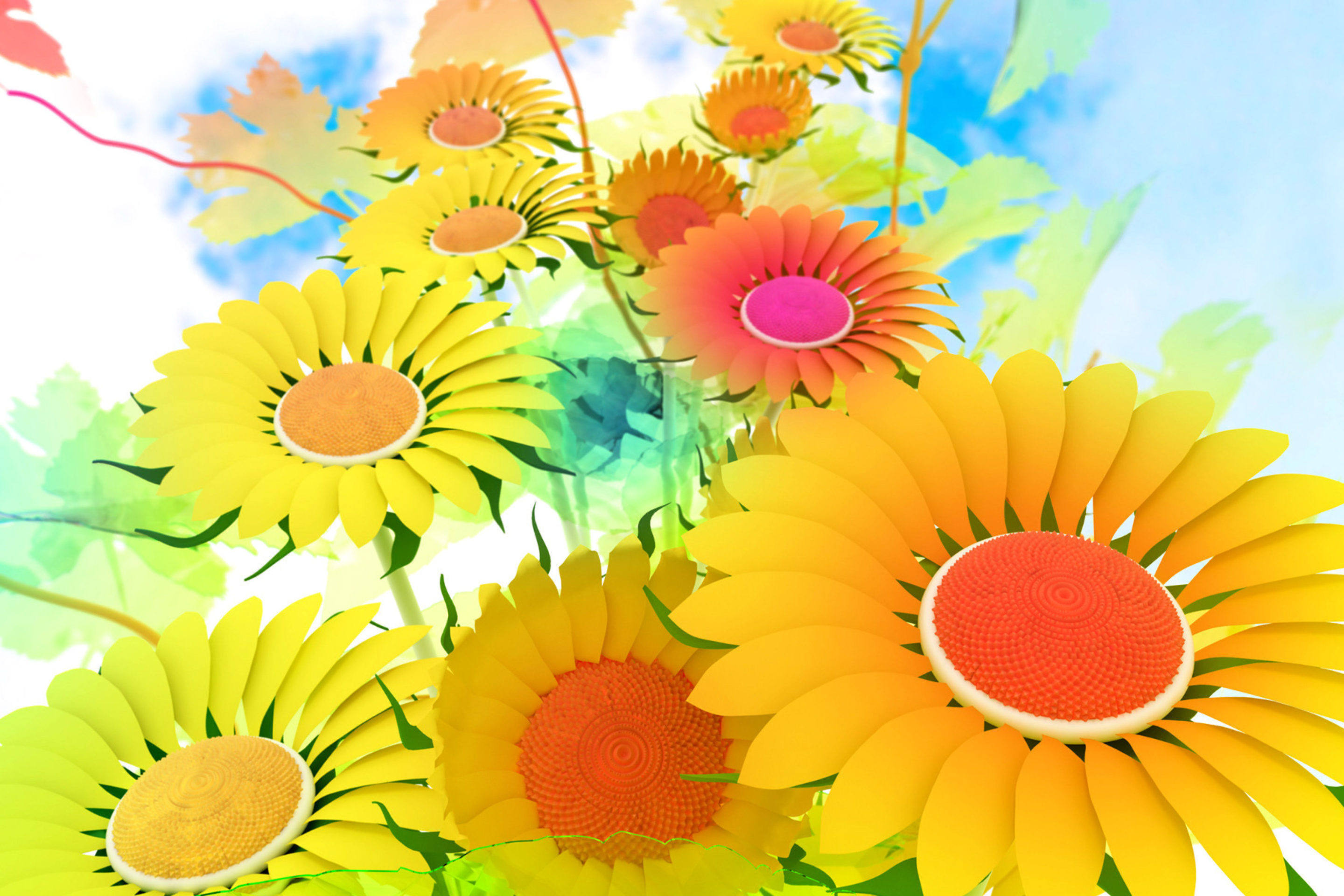 Fondo de pantalla Drawn Daisies 2880x1920