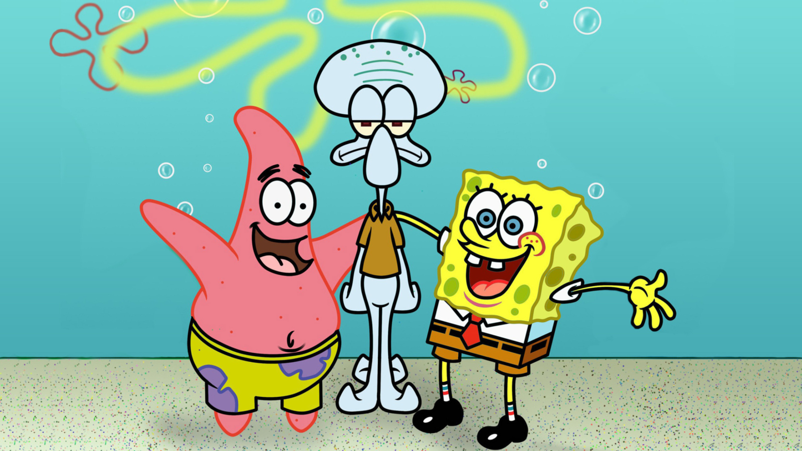 Spongebob Patrick And Squidward wallpaper 1600x900