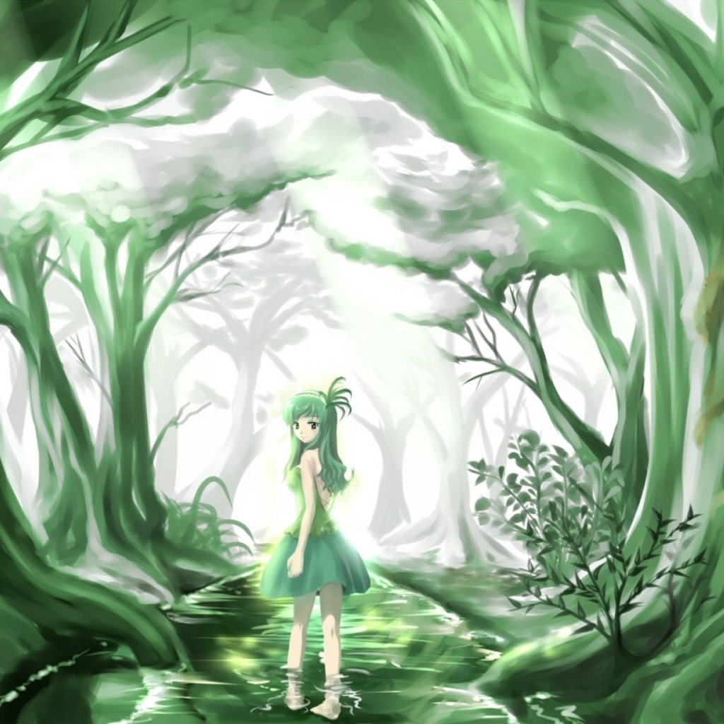 Green Forest Fairy wallpaper 1024x1024