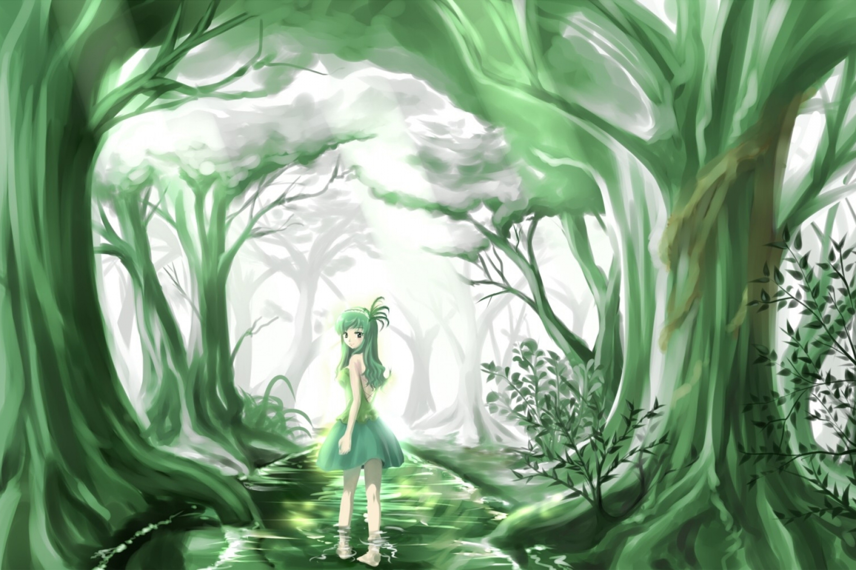 Das Green Forest Fairy Wallpaper 2880x1920