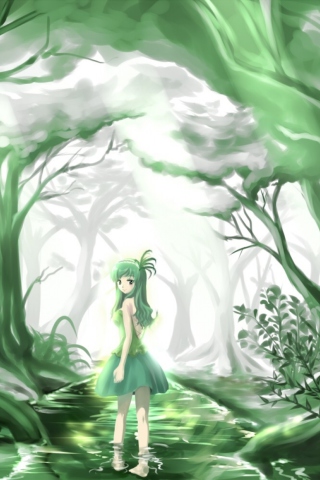 Das Green Forest Fairy Wallpaper 320x480