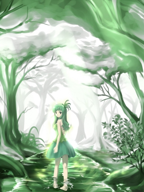 Green Forest Fairy wallpaper 480x640