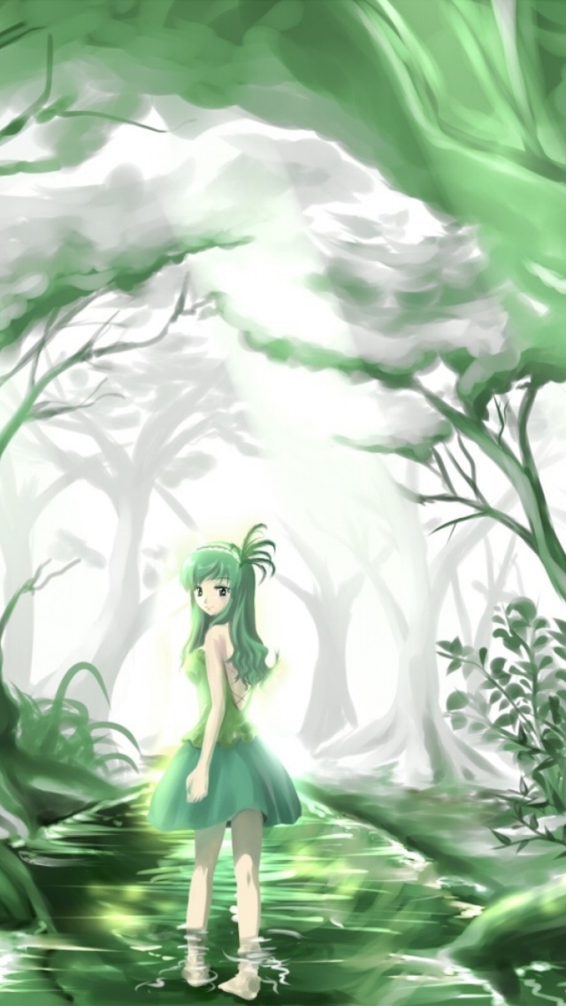 Green Forest Fairy wallpaper 640x1136