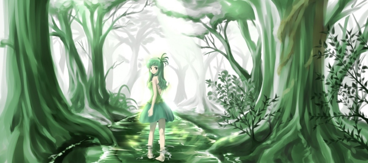 Green Forest Fairy wallpaper 720x320
