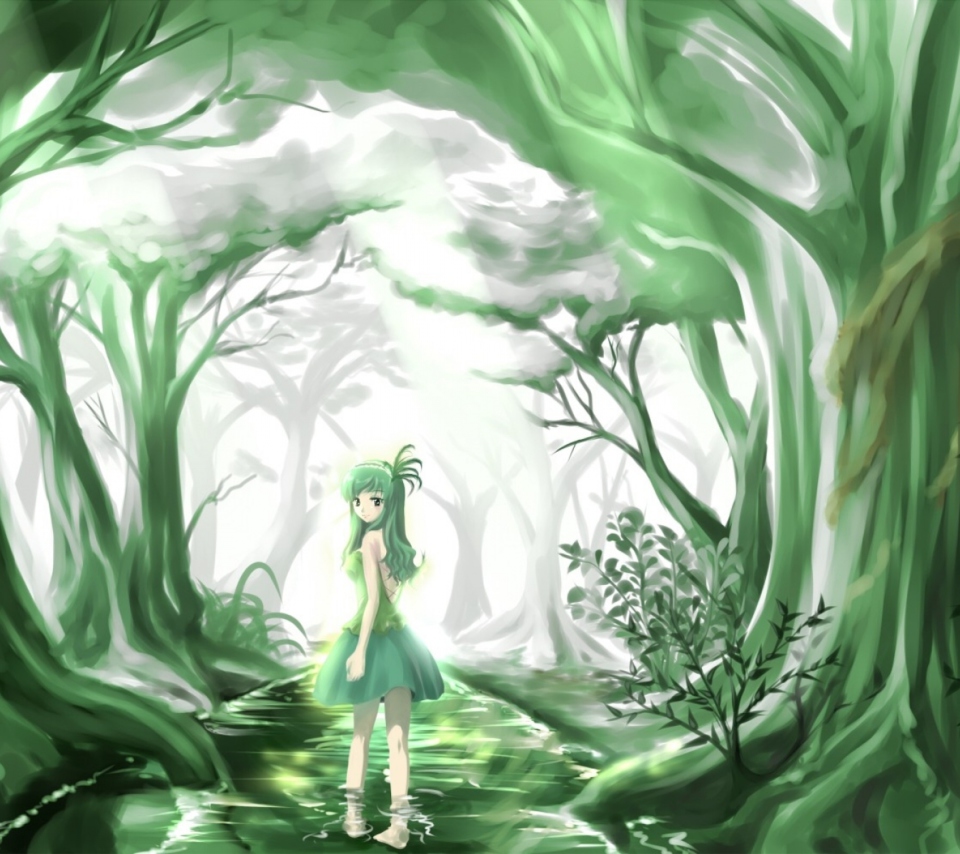 Das Green Forest Fairy Wallpaper 960x854