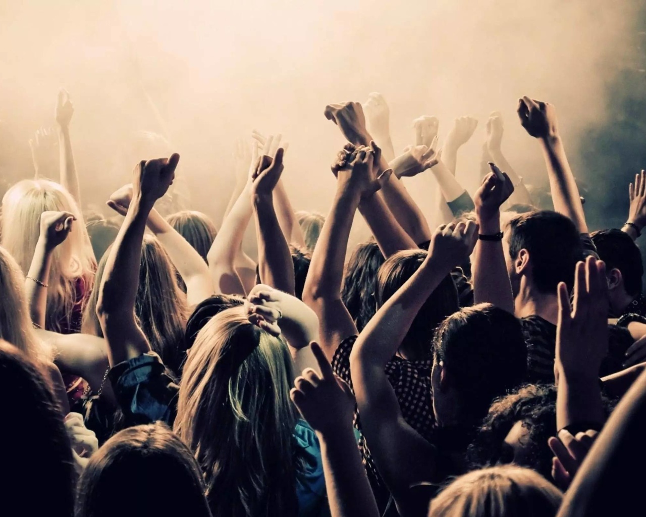 Обои Crazy Party in Night Club, Put your hands up 1280x1024