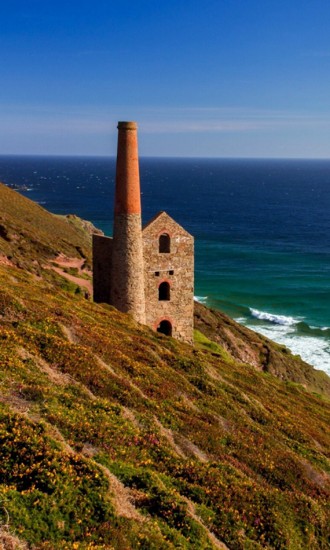 Обои Lighthouse in Cornwall 480x800