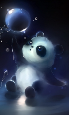 Cute Little Panda With Balloon wallpaper 240x400