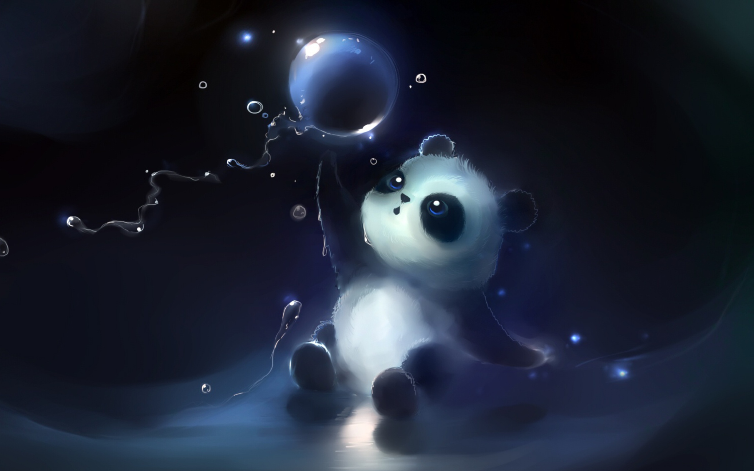 Обои Cute Little Panda With Balloon 2560x1600