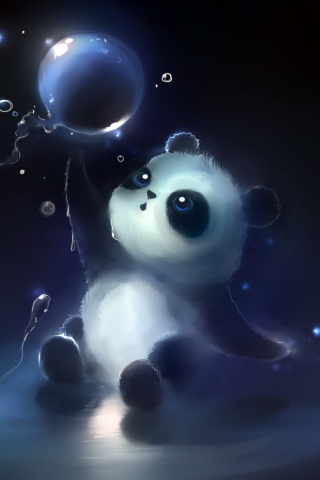 Cute Little Panda With Balloon wallpaper 320x480