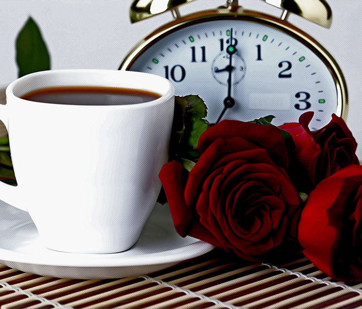 Sfondi Tea And Alarm Clock 1200x1024