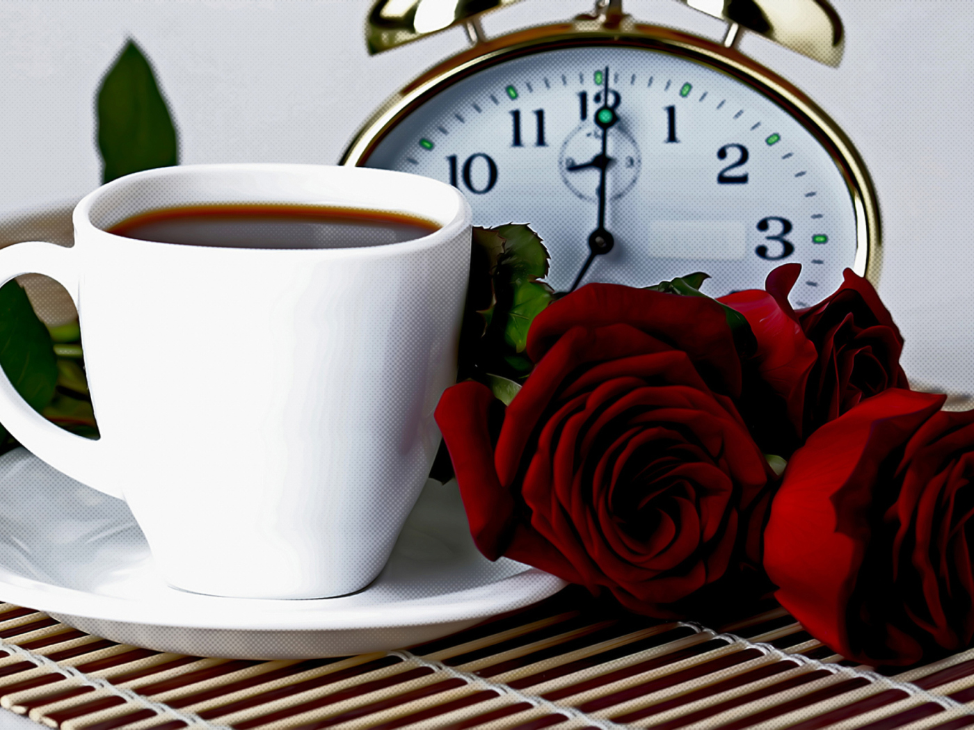Sfondi Tea And Alarm Clock 1400x1050