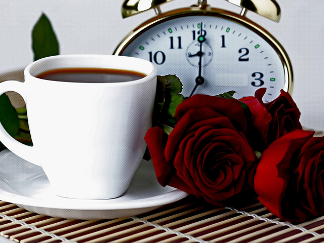 Sfondi Tea And Alarm Clock 640x480