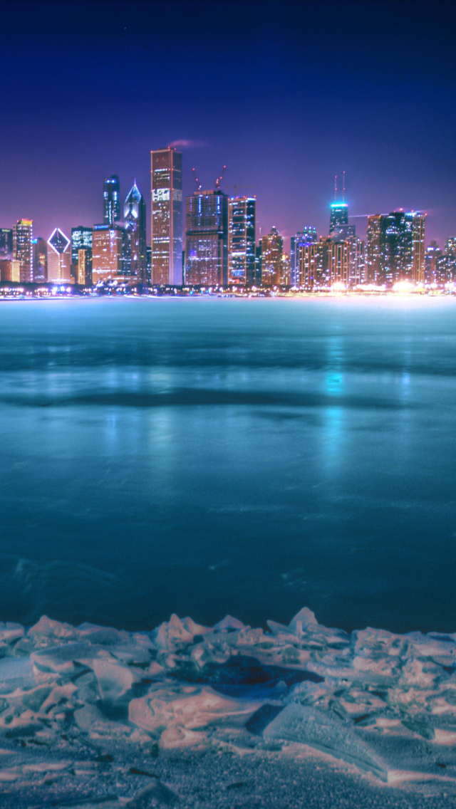 Chicago City At Night wallpaper 640x1136