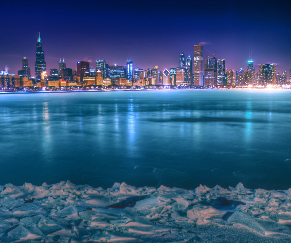 Chicago City At Night screenshot #1 960x800