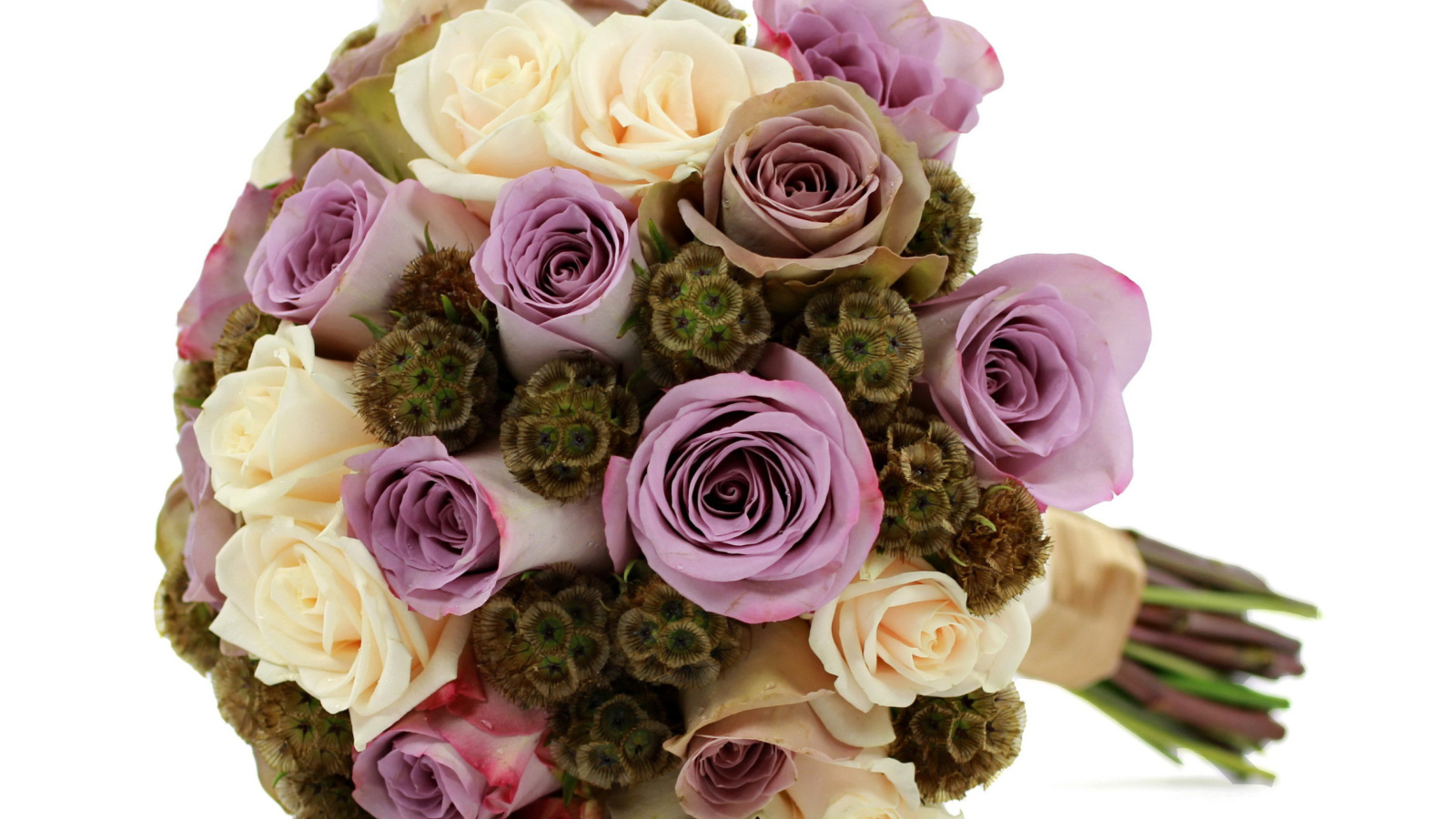 Bouquet with lilac roses wallpaper 1600x900
