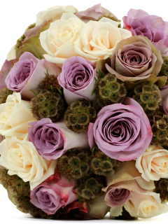 Fondo de pantalla Bouquet with lilac roses 240x320