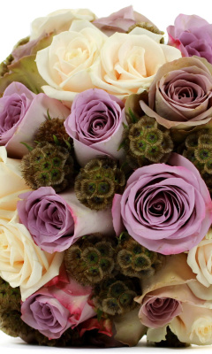 Bouquet with lilac roses wallpaper 240x400