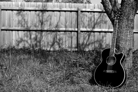 Das My Black Acoustic Guitar Wallpaper 480x320