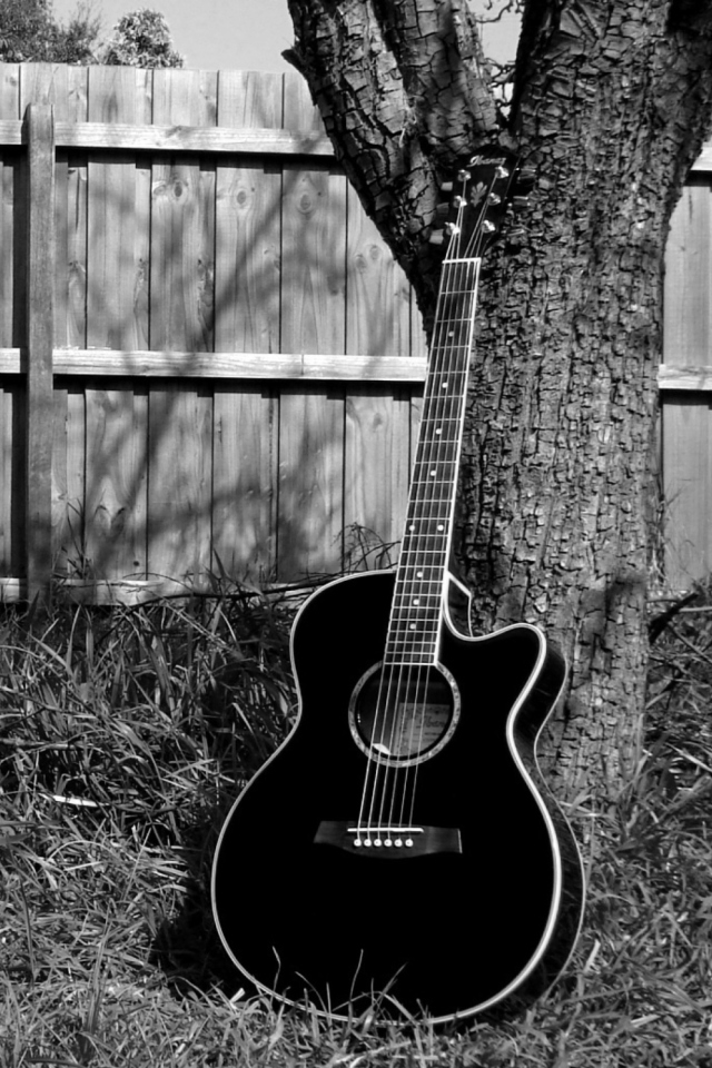 Das My Black Acoustic Guitar Wallpaper 640x960