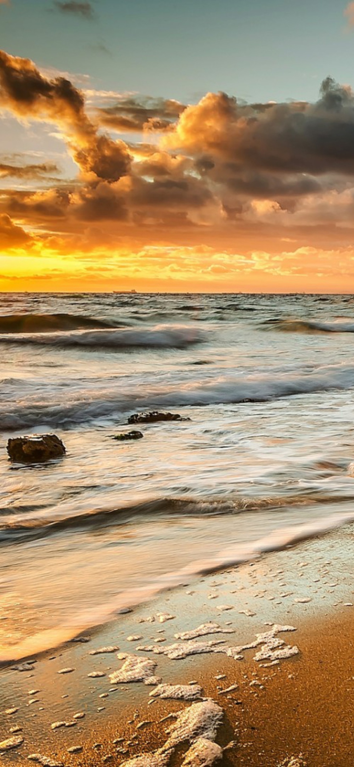 Yellow Blue Colors Of Sea Sunset screenshot #1 1170x2532