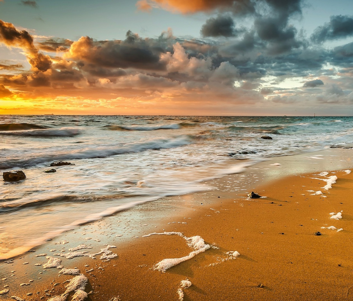 Yellow Blue Colors Of Sea Sunset screenshot #1 1200x1024