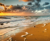 Yellow Blue Colors Of Sea Sunset wallpaper 176x144