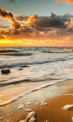 Fondo de pantalla Yellow Blue Colors Of Sea Sunset 240x400