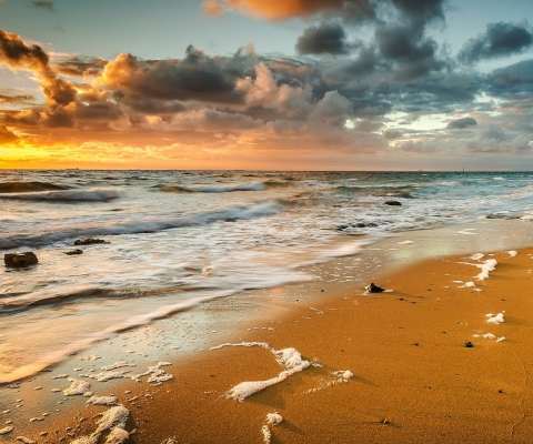 Fondo de pantalla Yellow Blue Colors Of Sea Sunset 480x400